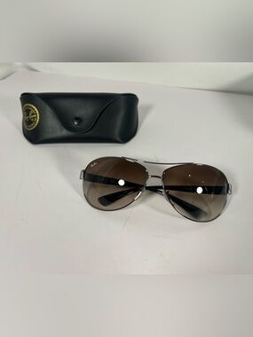 5101: Ray-Ban RB3386 Aviator Brown Gradient Sunglasses Silver + Case